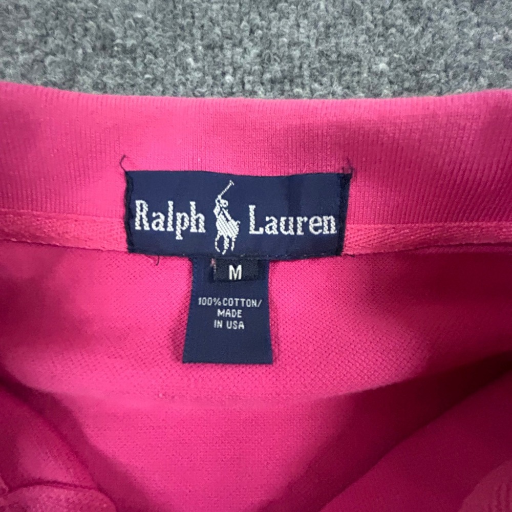 Ralph Lauren Polo Womens Size M Pink Cotton Short Sleeve Made in USA Pique Pony - Picture 4 of 6